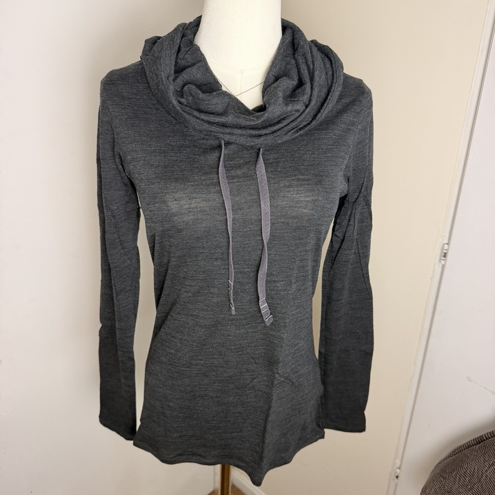Smartwool Merino Wool Long Cowl Neck Hoodie Womens XS Black Knit Sweater